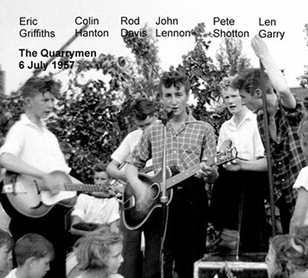 John Lennon's Quarry Men performing on the day that John and Paul met. Original source: EasyMalc's Wanderings, www.easymalc.co.uk/following-in-the-beatles-footsteps-pt-3-the-quarrymen/.